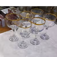 یستنی خوری پایه دارلب طلا طرحوساده برند شرکت کاوه 6تایی