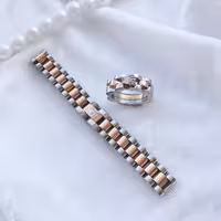 ست دستبند و انگشتر رولکس زنانه مردانه دو رنگ 450540630