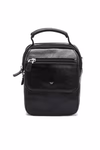 کیف پیام رسان مشکی مردانه صلیب سیاه چرم A6F Tergan