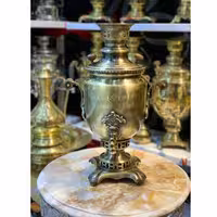 سماور زغالی 6 لیتری مدل نظرووف برنجی با مهر روسی