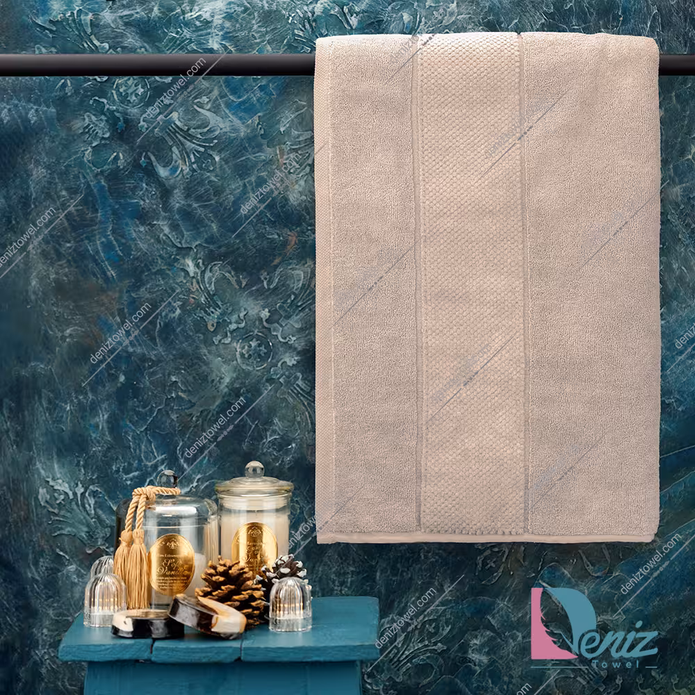 حوله حمامی طرح ماکرو رنگ نسکافه ای