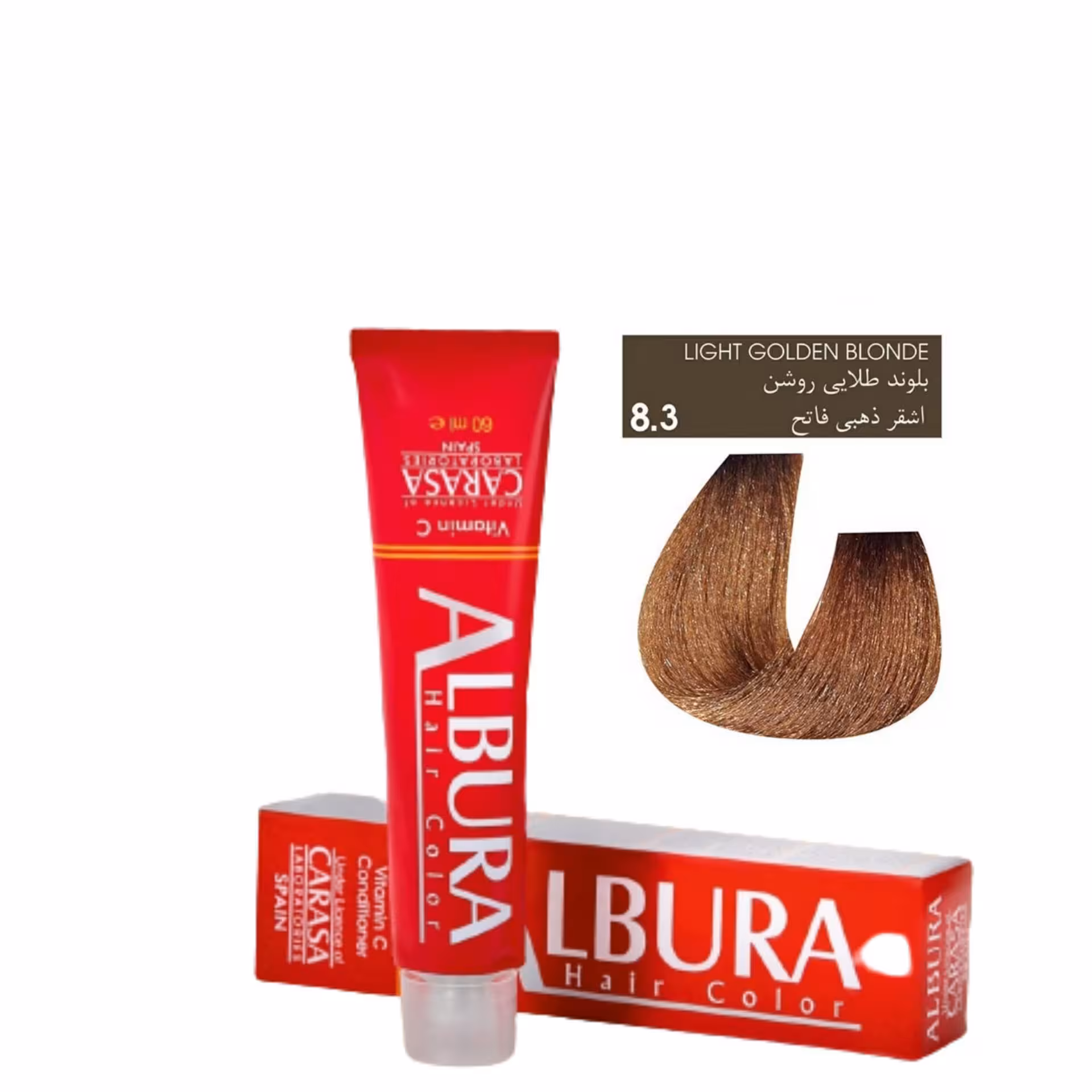 رنگ مو آلبورا شماره 8.3  بلوند طلایی روشن سری طلایی  ALBURA PROFESSIONAL HAIR DYE GOLDEN SERIES NUMBER 8.3 100M