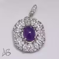 گردنبند نقره (مدالی) اصل جدید با نگین آماتیست (آماتیس) خوشرنگ و درشت آقابزرگ کد Med71