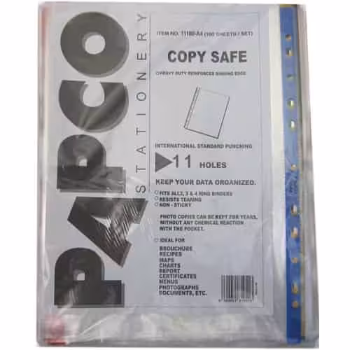 کاور کاغذ A4 پاپکو Papco مدل A4-11 بسته 100 عددی با لبه رنگی
