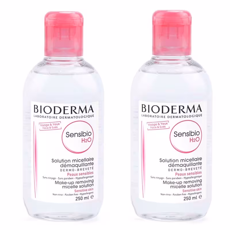 محلول پاک کننده آرایش بایودرما مدل Sensibio H2O حجم 250 میل بسته 2 عددی