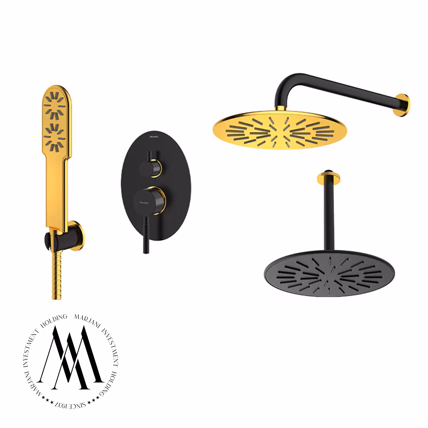 شیر حمام توکار شودر مدل روگن تیپ 3 (مشکی طلایی)