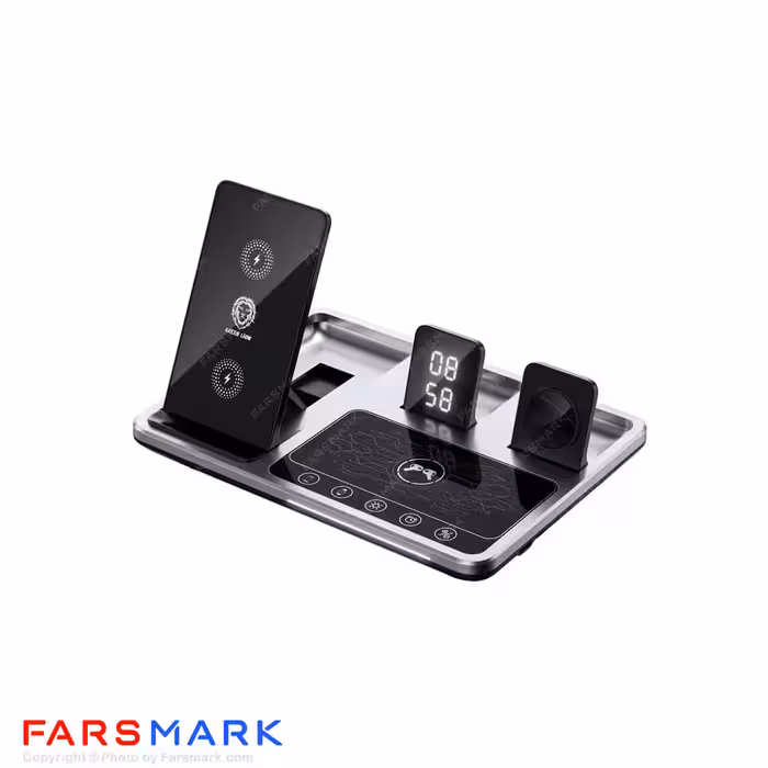 شارژر رومیزی وایرلس گرین لاین مدل Green Lion 4 in 1 Wireless Charging Station 15W