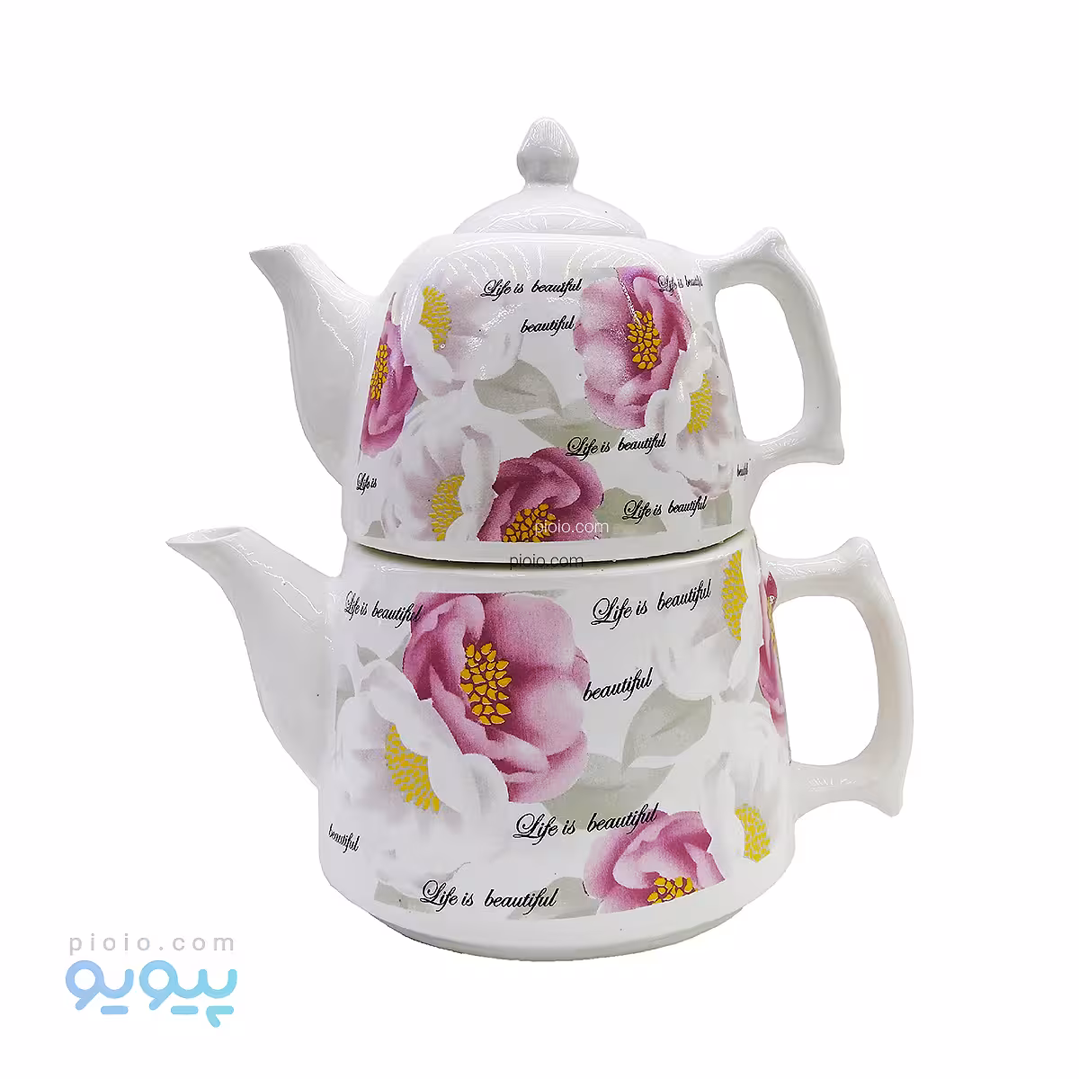 ست کتری و قوری چینی طرح گل های بهاری عمده و کارتنی