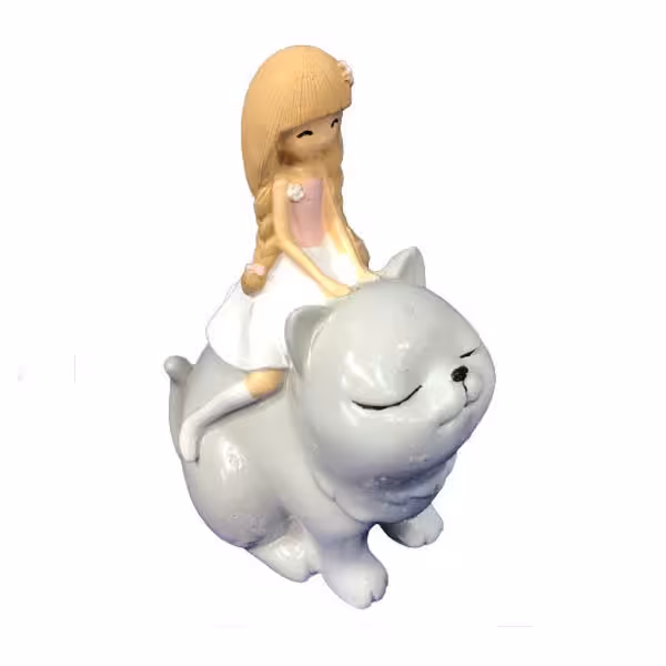 مجسمه  مدل فانتزی دختر و گربه