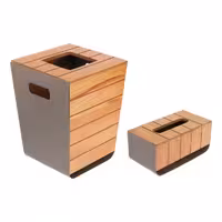 ست سطل و جای دستمال کاغذی رزاری کد 2001 رنگ طوسی