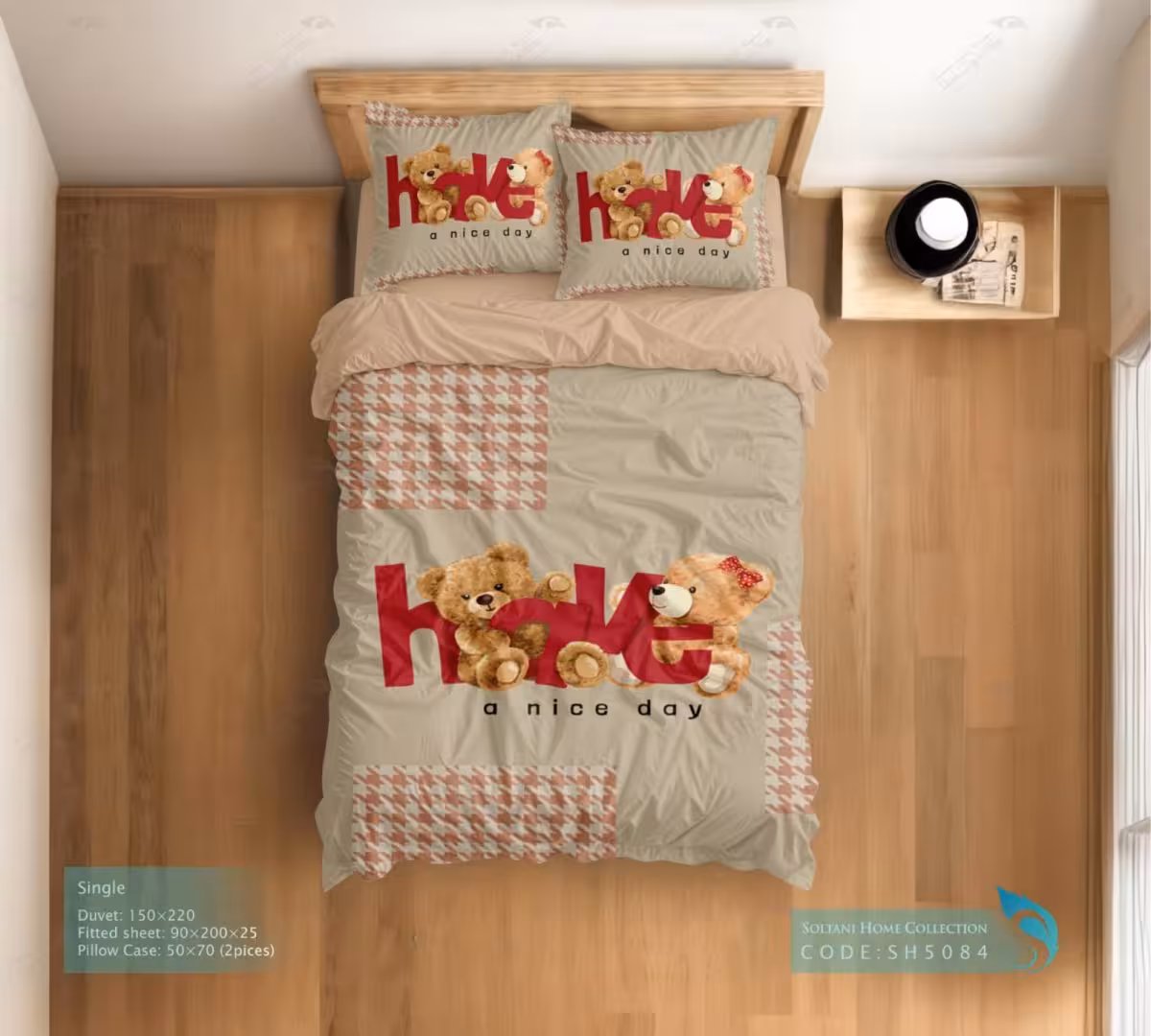 روتختی و ست کامل طرح تدی های عاشق سایز یکنفره کد SH5084