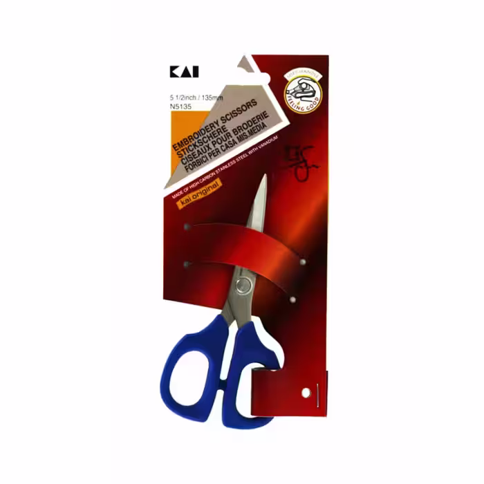 قیچی خیاطی حرفه‌ای کای Kai N-5135 – ساخت ژاپن | برش دقیق برای پارچه‌های ظریف و نازک