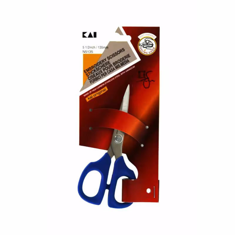 قیچی خیاطی حرفه‌ای کای Kai N-5135 – ساخت ژاپن | برش دقیق برای پارچه‌های ظریف و نازک