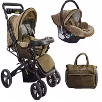 ست کالسکه و کریر مدل شانل ورسا به همراه ساک لوازم کودک