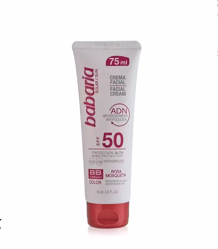 کرم ضد آفتاب رنگی SPF 50 باباریا مدل BB cream Solar Bb Cream with Rosehip Rosa mosqueta