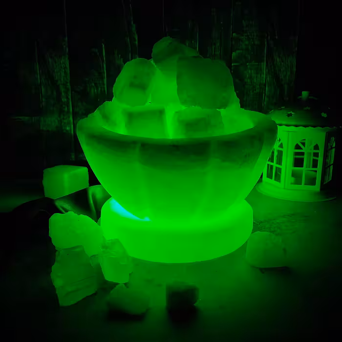 آباژور سنگ نمک مدل کاسه شیاردار پایه سنگی کد 200