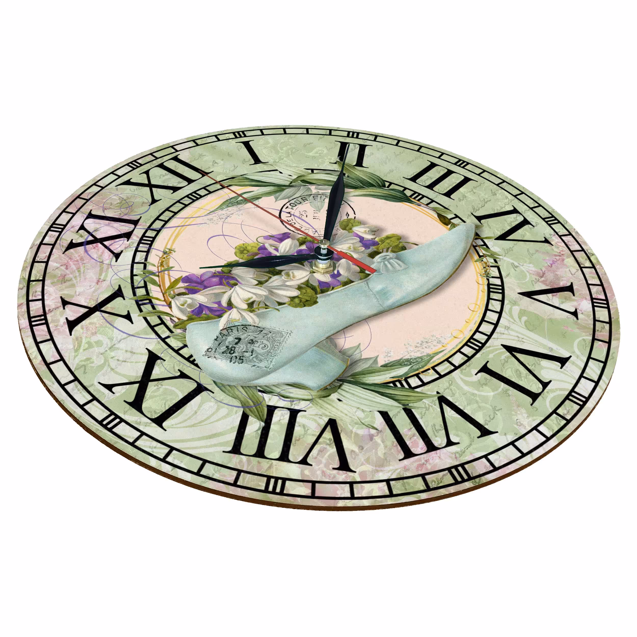 ساعت دیواری مدل 1174 طرح کفش زنانه و گل