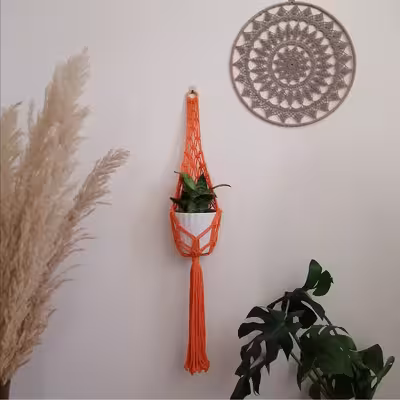 آویز گلدان بافتنی مدل دیواری کد P448