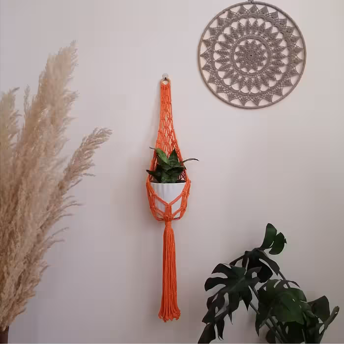 آویز گلدان بافتنی مدل دیواری کد P448
