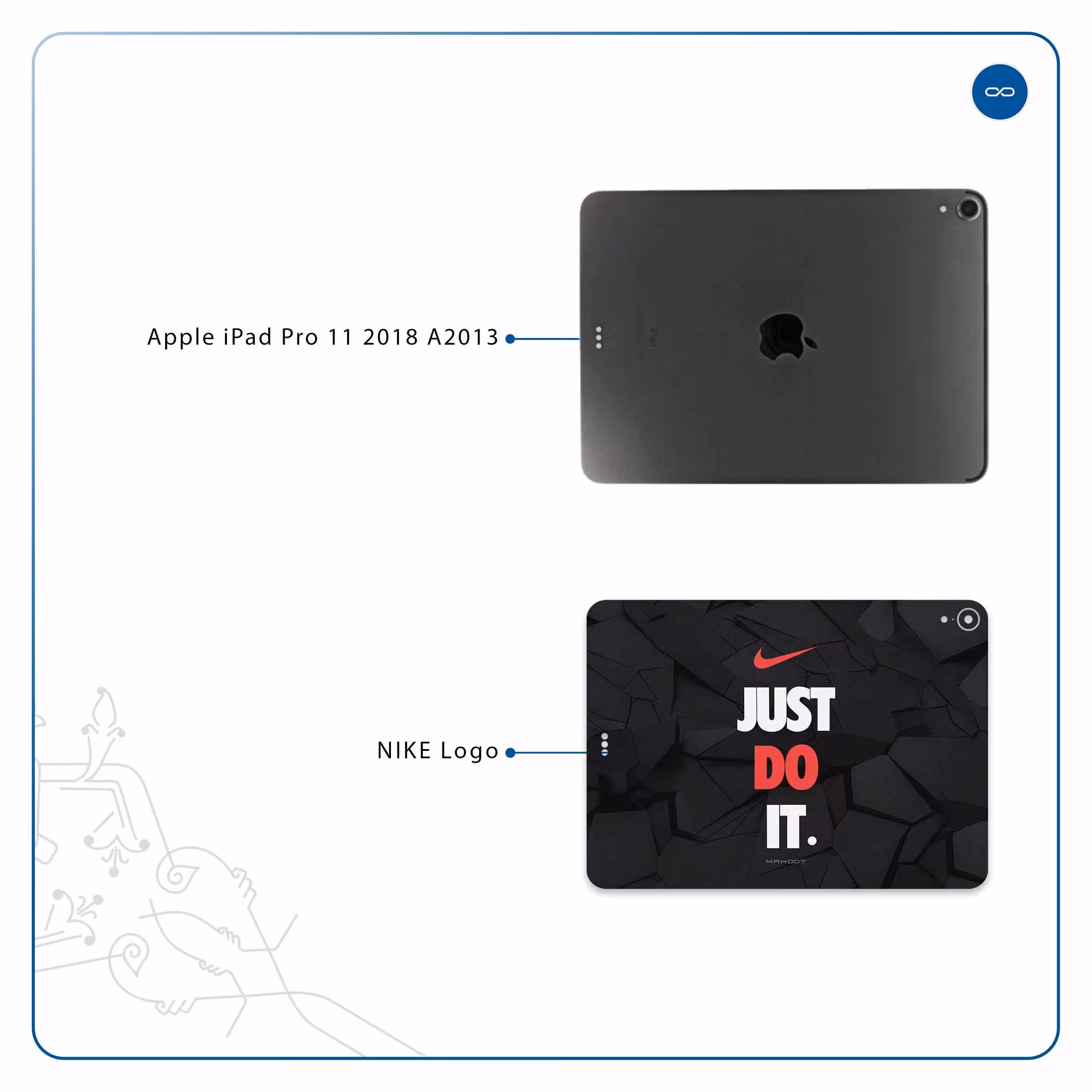 برچسب پوششی ماهوت مدل NIKE-Logo مناسب برای تبلت اپل iPad Pro 11 2018 A2013