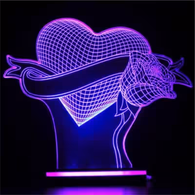 چراغ خواب طرح عاشقانه قلب و گل