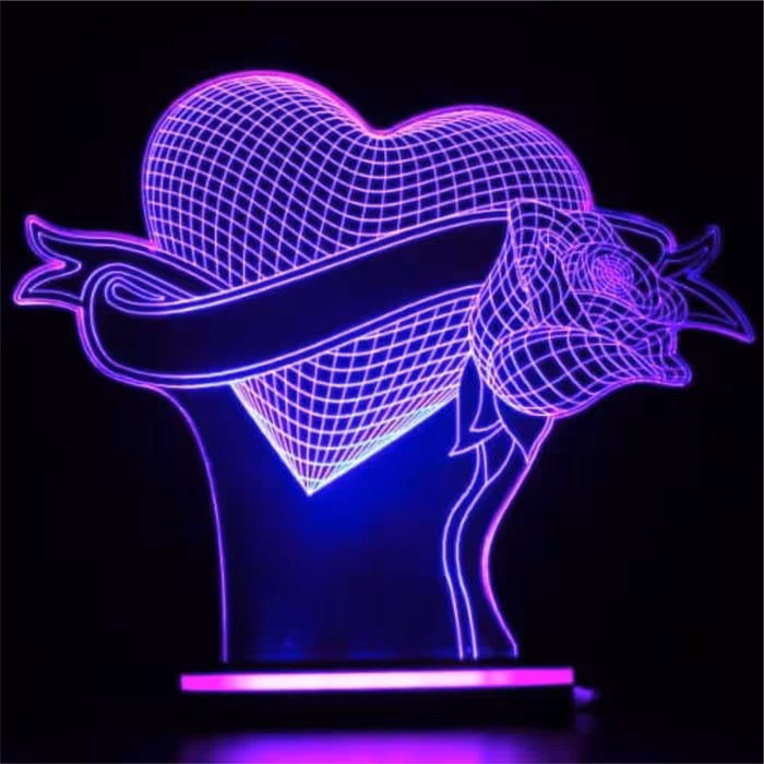 چراغ خواب طرح عاشقانه قلب و گل