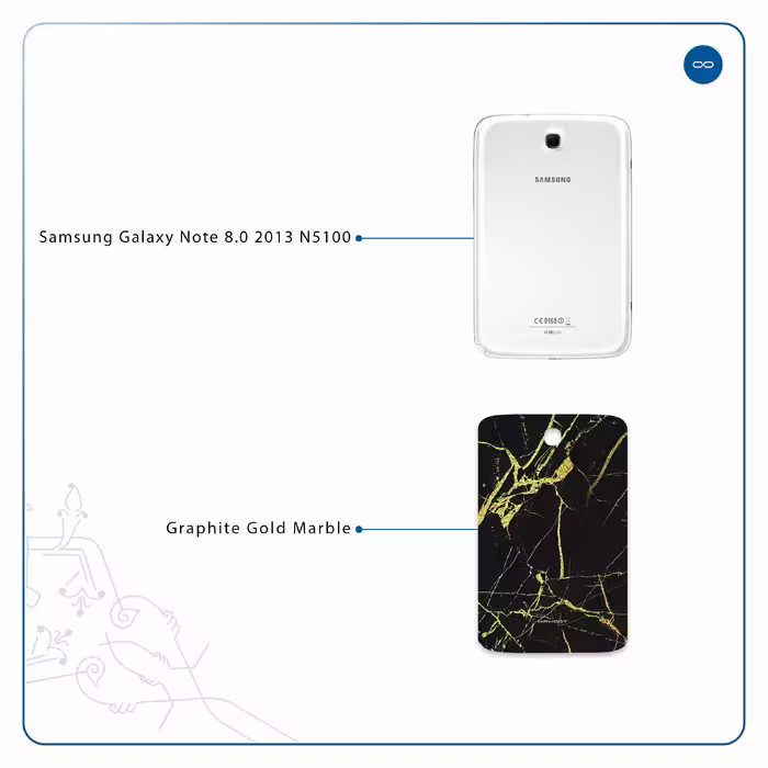 برچسب پوششی ماهوت مدل Graphite-Gold-Marble مناسب برای تبلت سامسونگ Galaxy Note 8.0 2013 N5100