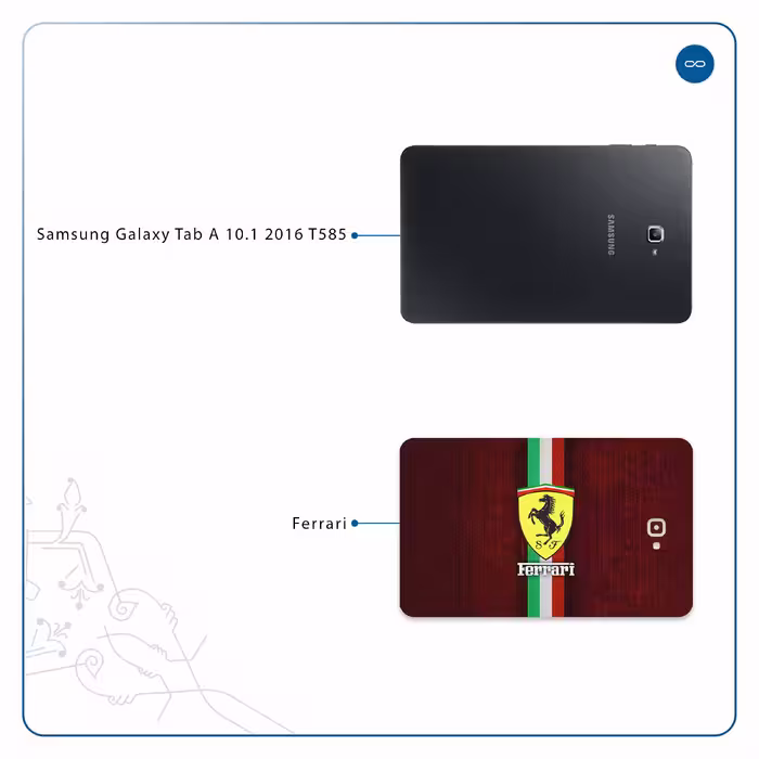برچسب پوششی ماهوت مدل Ferrari مناسب برای تبلت سامسونگ Galaxy Tab A 10.1 2016 T585