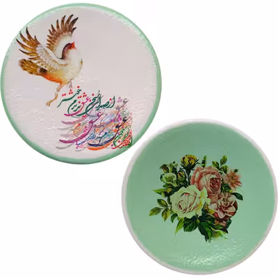 بشقاب دیوارکوب سفالی مدل شعر عاشقانه کد 16 مجموعه 2 عددی