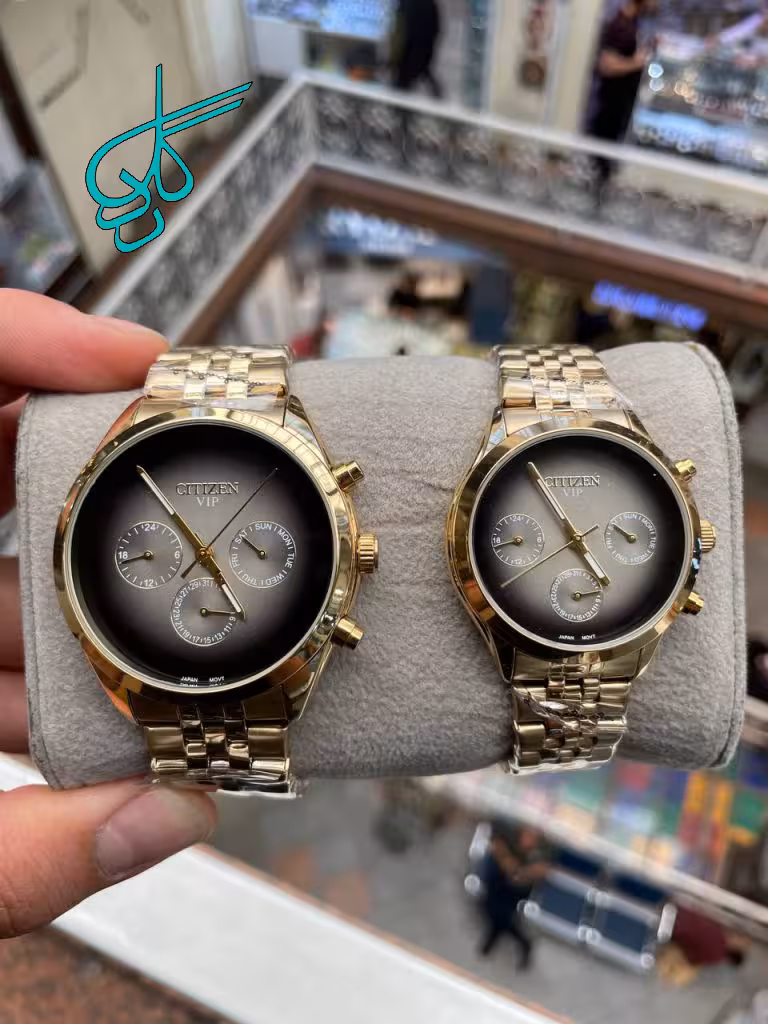 خرید ست ساعت زنانه و مردانه سیتیزن موتور ژاپنی کیفیت عالی سه موتوره جنس استیل رنگ ثابت و ضدحساسیت کد 2115475 - ردگل