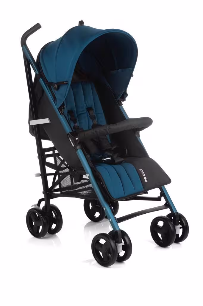 کالسکه عصایی بیکول رنگ ابی با گارد محافظ و خواب کامل نوزادی  becool street