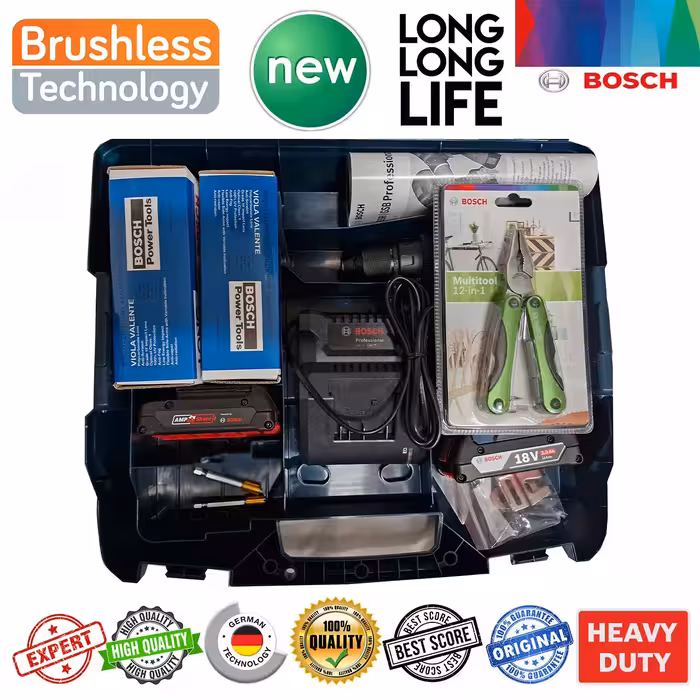 پیچ گوشتی شارژی چکشی بوش مدل هوشمند بدون ذغال کد 18V-50