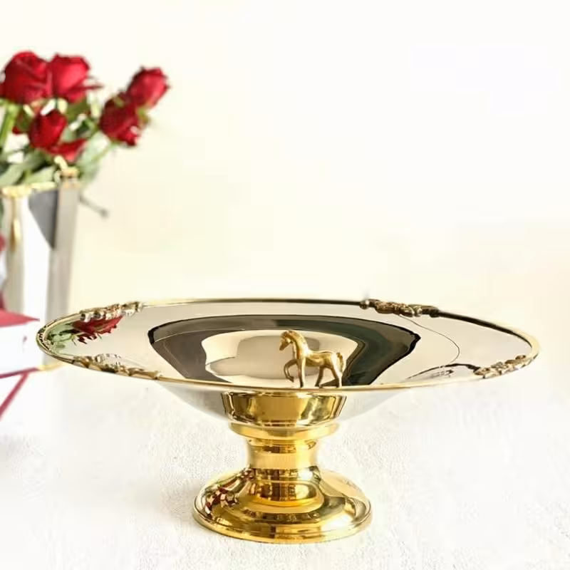کاسه پایه دار بزرگ استیل برنج کد 7180