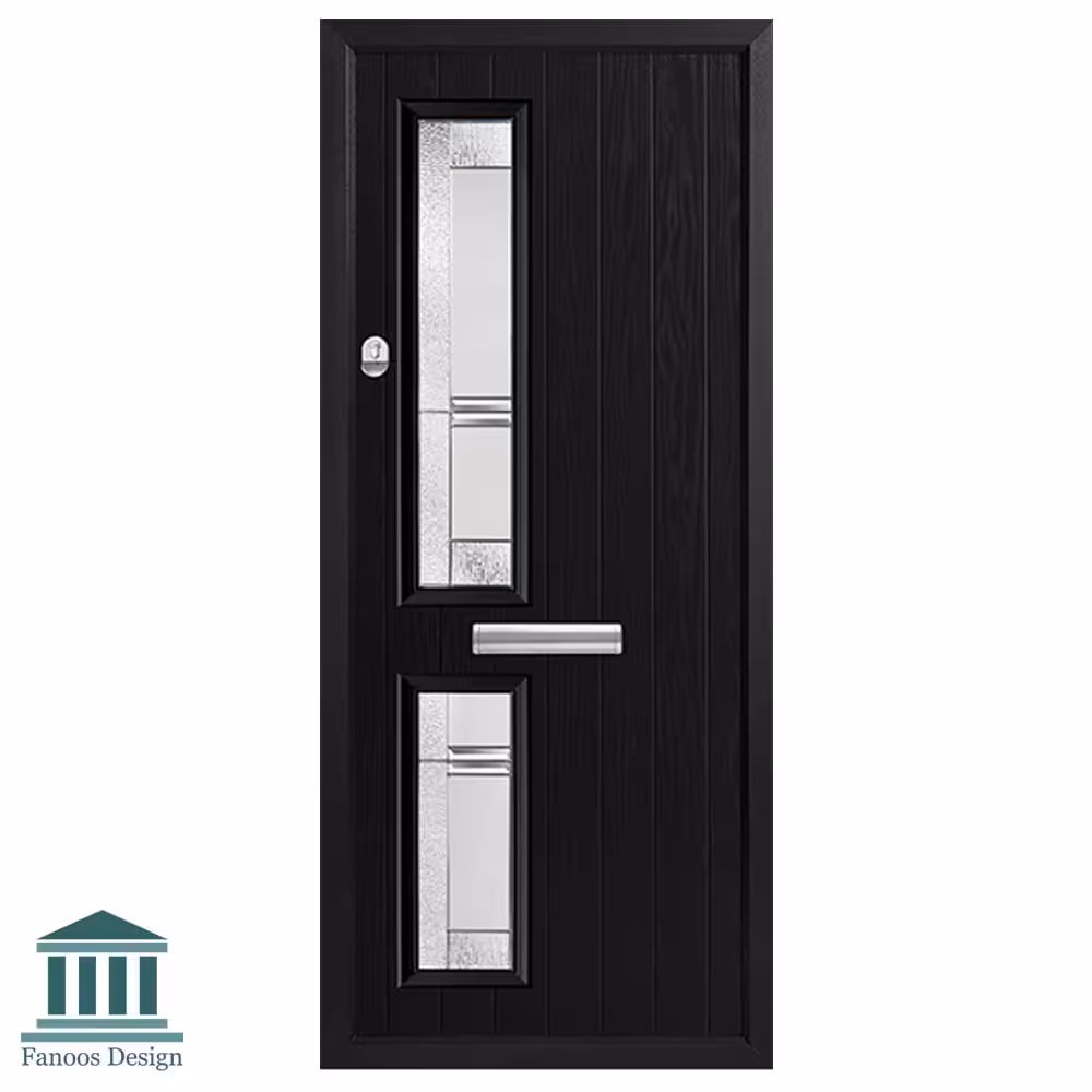 درب ورودی آپارتمان کلاسیک ورودی چوبی شیشه خور کد 1584