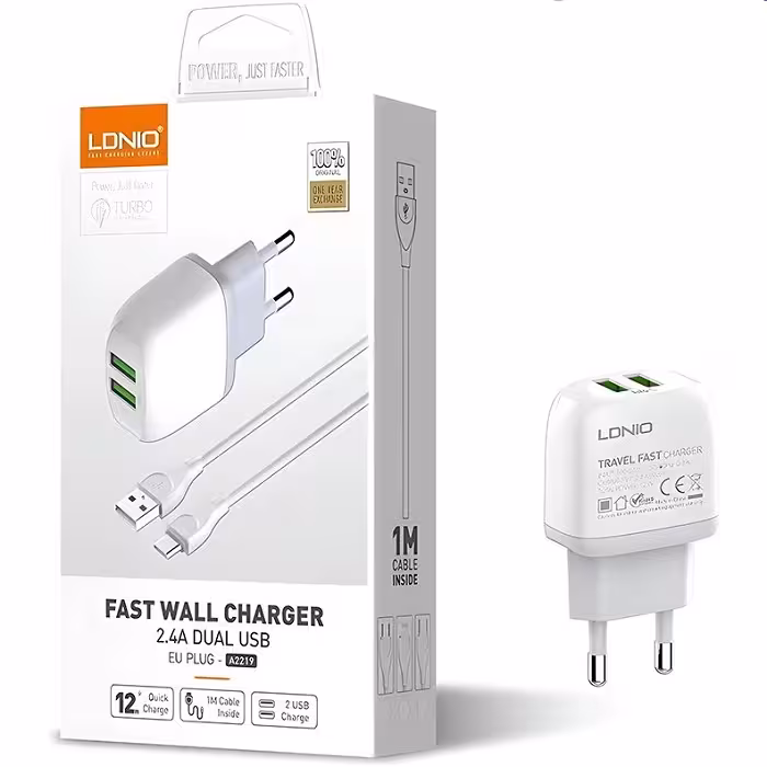 شارژر دیواری فست شارژ Ldnio A2219 2.4A 12W
