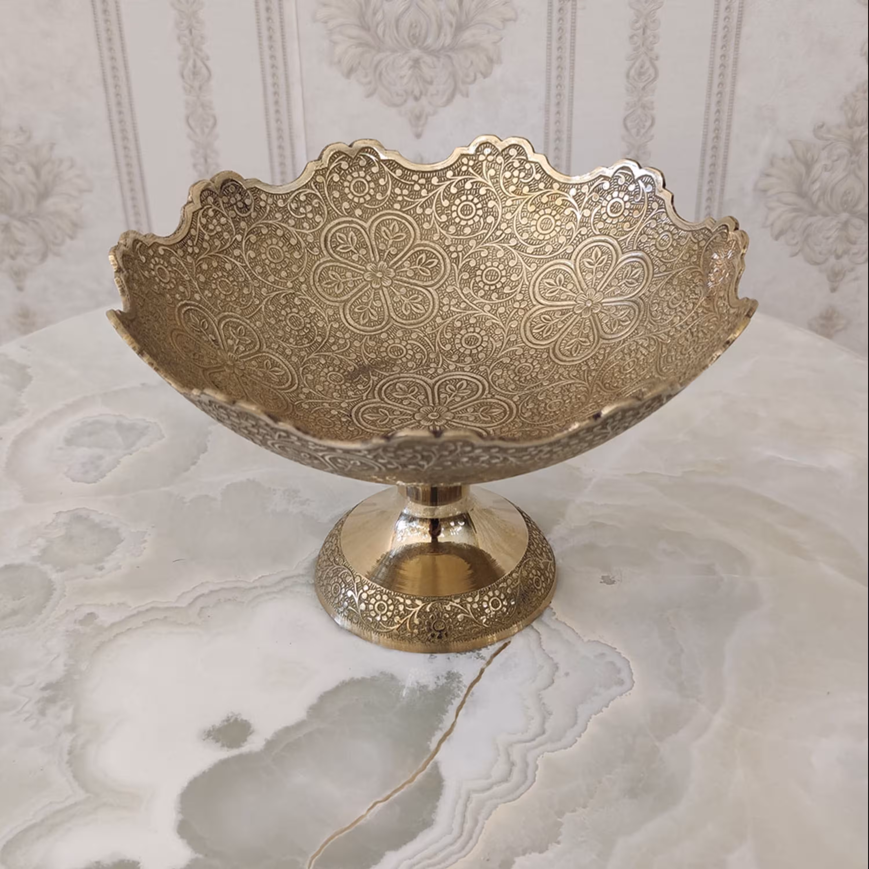 میوه خوری برنزی هندی مدل قلعه سایز 3 ( برنجی ) 3804