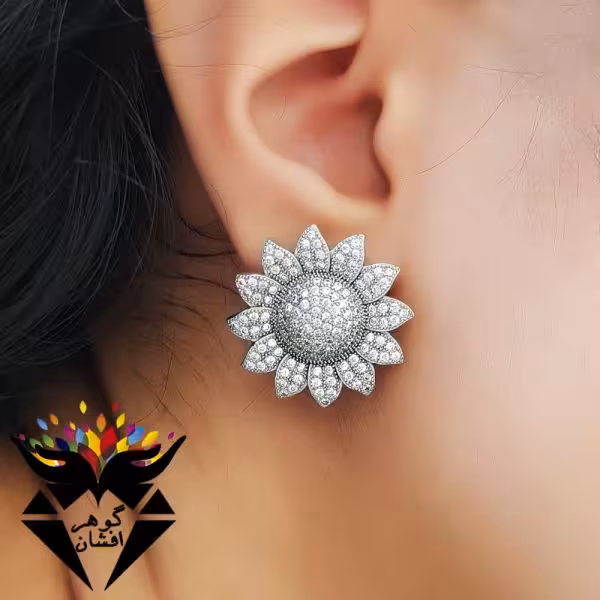 گوشواره نقره مدل آفتابگردان GO3035