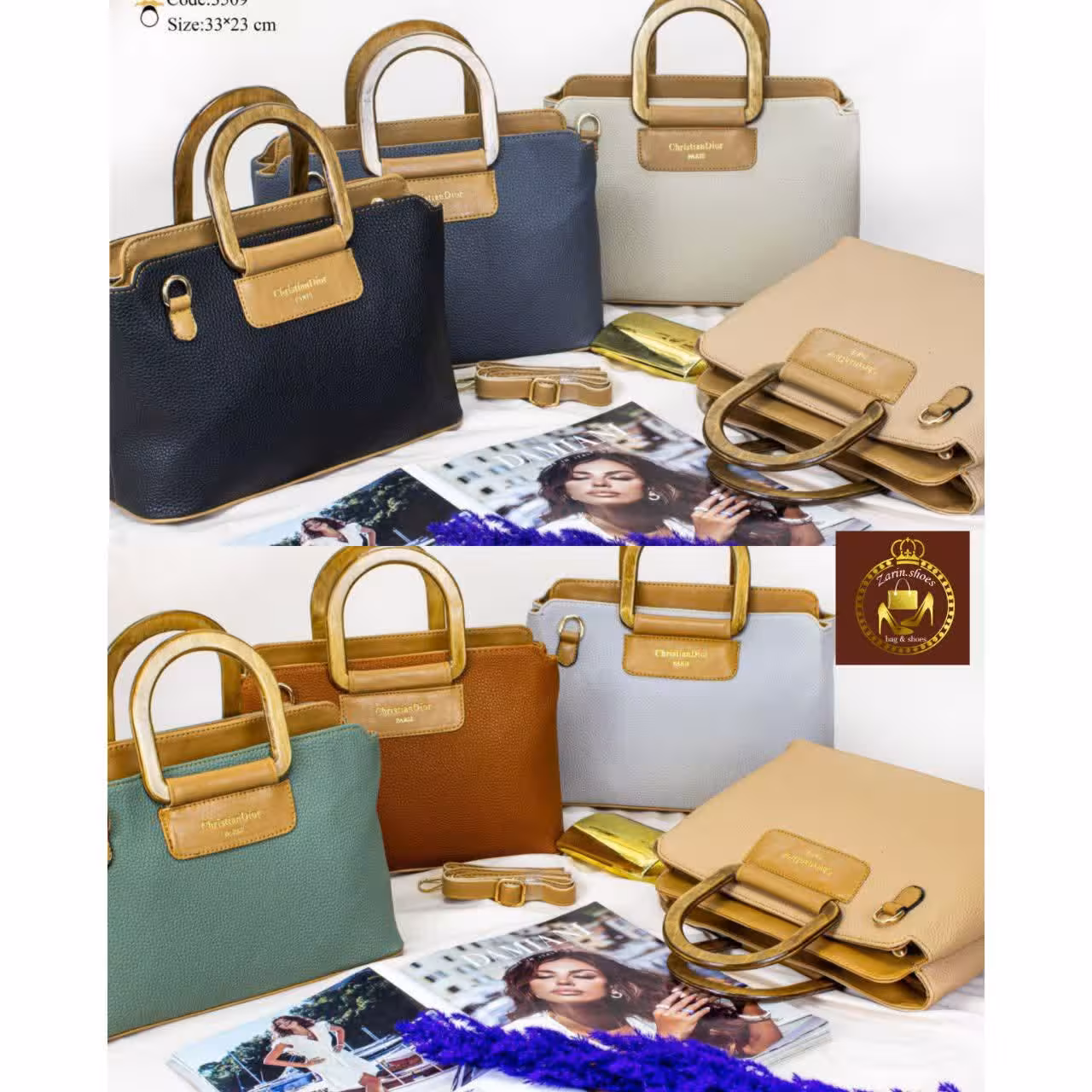 کیف دسته چوبی زنانه دستی کد 3509