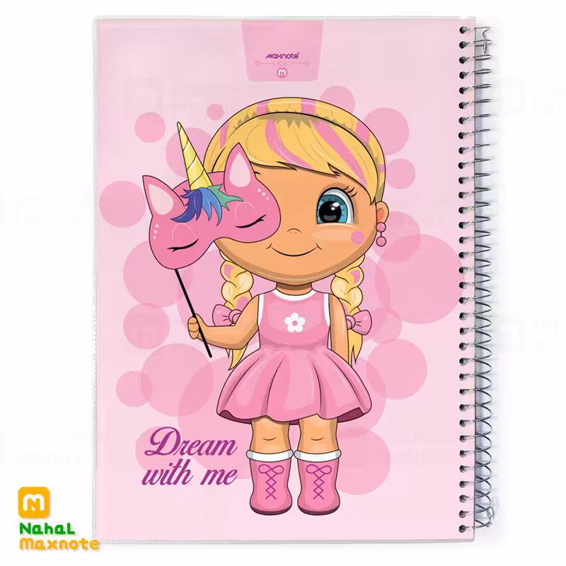 دفتر 80 برگ سیمی طلقی کارتونی کد 9813.طرح 3 دخترانه