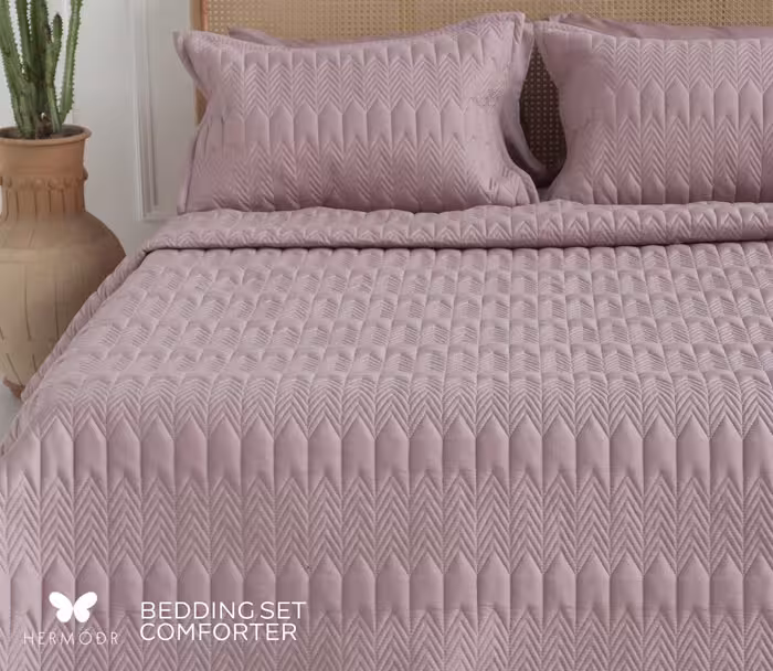 لحاف دونفره بهاره طرح کاج رنگ بنفش