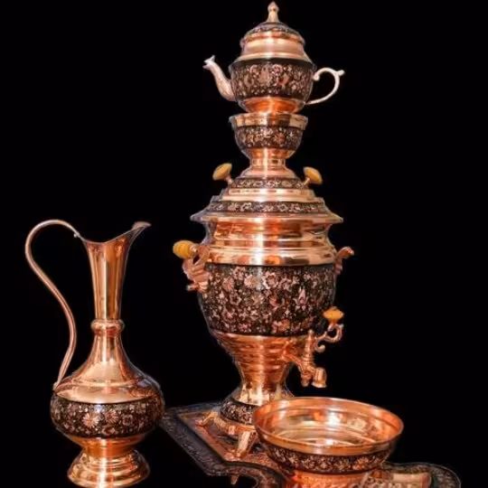 سماور حکاکی شده روی مس