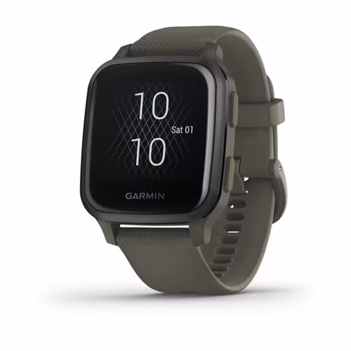 ساعت هوشمند گارمین مدل Venu Sq Music Edition Slate Aluminium Bezel with Moss Case and Silicone Ba