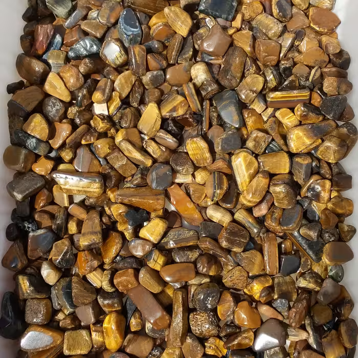 چشم ببر سنگ راف تمام پولیش شده تامبلر شده چشم ببر پر تلالو پاکستان سایز ریز 100 در 100 طبیعی در بسته بندی 10 گرمی