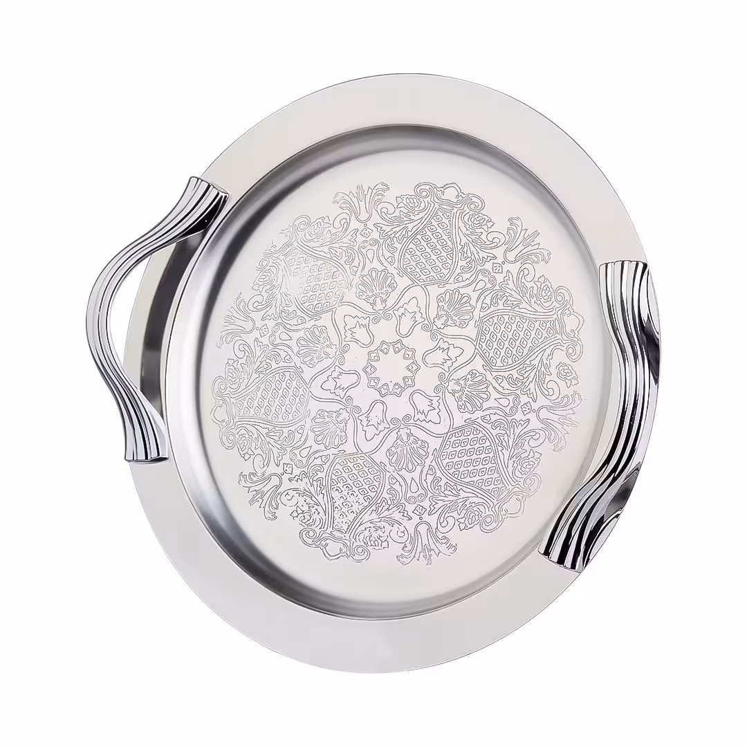 سینی استیل گرد شاینی مدل لوییس – سایز متوسط