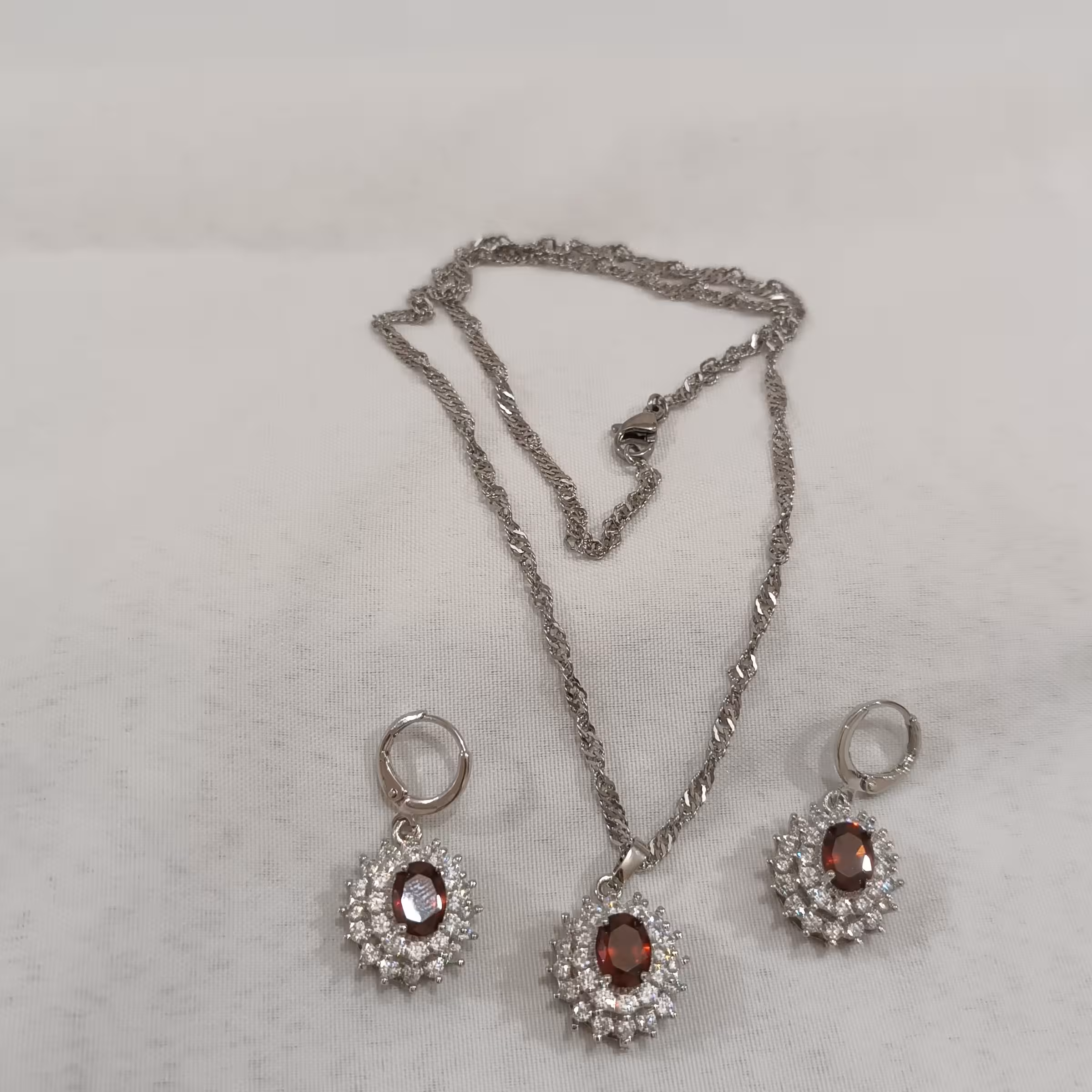 نیم ست پر نگین جواهر نشان مارک معتبر ژوپینگ رنگ ثابت ضد حساسیت تیتانیوم 