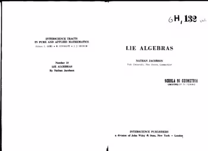 خرید و دانلود نسخه کامل کتاب Lie Algebras (Interscience Tracts in Pure and Applied Mathematics Number 10)