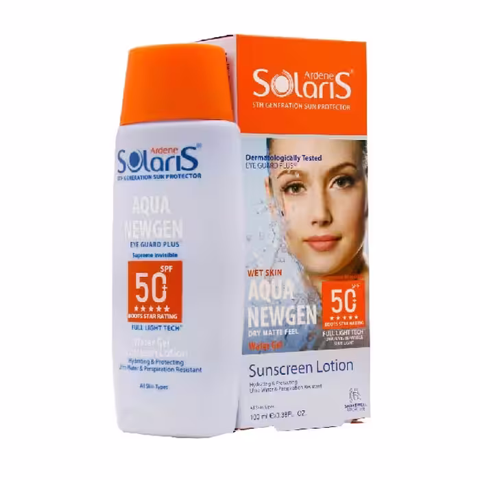 لوسیون ضدآفتاب فاقد چربی SPF50 سولاریس آردن ( انواع پوست-بژطبیعی )