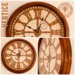 VERTICE ورتیچ  ساعت دیواری تمام چوب راش گرد قهوه ای VR-710