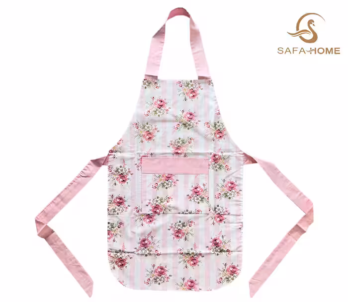 پیشبند دست دوز صفاهوم طرح گلدار صورتی