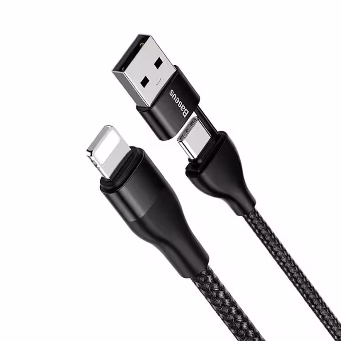 کابل تبدیل USB و Type-c به لایتنینگ باسئوس دو کاره مدل  CATLYW-G01